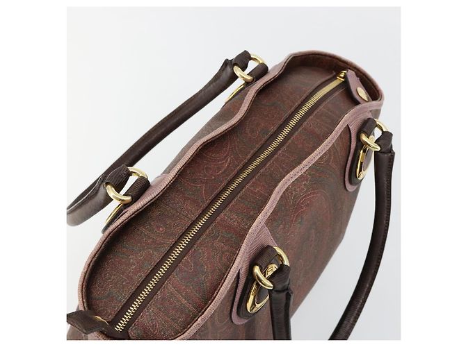 Borsa ETRO in PVC e pelle marrone oro Auth 183273A D'oro - vista 6