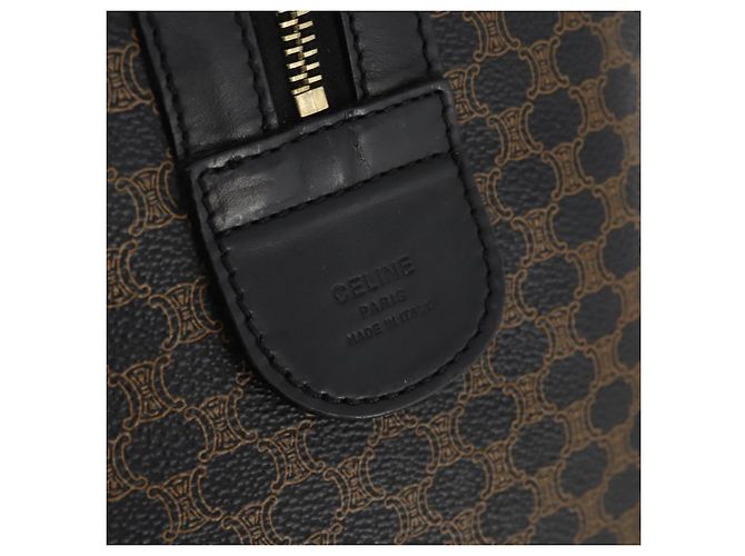 Céline CELINE Macadam Canvas Boston Bag PVC Leder Schwarz Gold Auth 180527A Golden - Ansicht 19