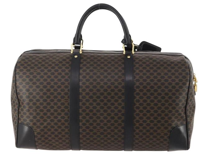 Céline CELINE Macadam Canvas Boston Bag PVC Leder Schwarz Gold Auth 180527A Golden - Ansicht 2