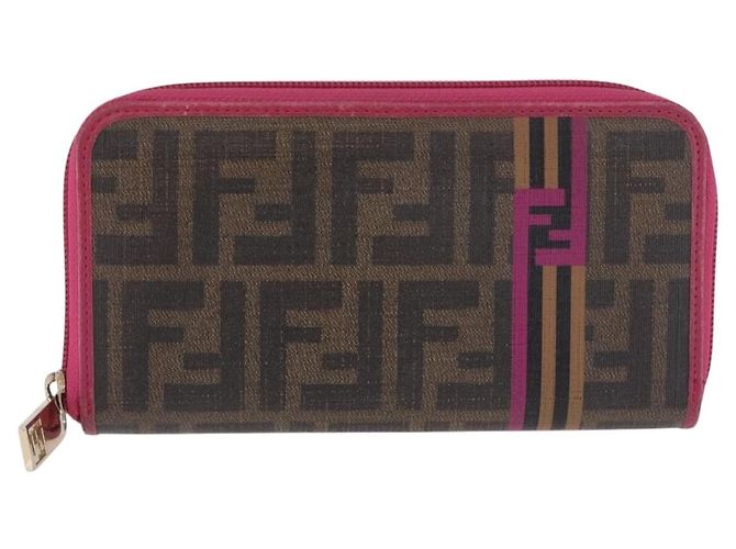 FENDI Zucca Canvas Langgeldbörse PVC Schwarz Braun Auth 184235A - Ansicht 13