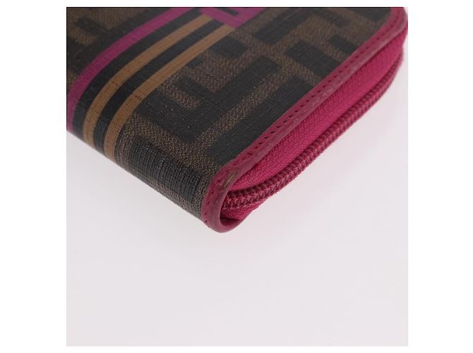 FENDI Zucca Canvas Langgeldbörse PVC Schwarz Braun Auth 184235A - Ansicht 14