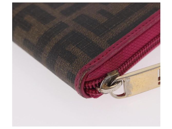 FENDI Zucca Canvas Langgeldbörse PVC Schwarz Braun Auth 184235A - Ansicht 16