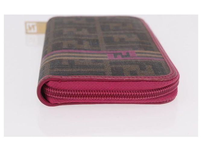 FENDI Zucca Canvas Langgeldbörse PVC Schwarz Braun Auth 184235A - Ansicht 3