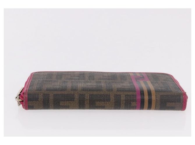 FENDI Zucca Canvas Langgeldbörse PVC Schwarz Braun Auth 184235A - Ansicht 6