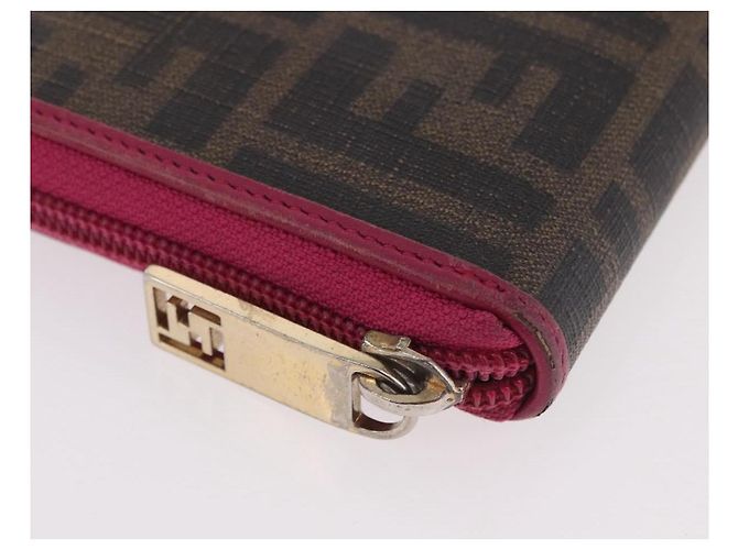 FENDI Zucca Canvas Langgeldbörse PVC Schwarz Braun Auth 184235A - Ansicht 7
