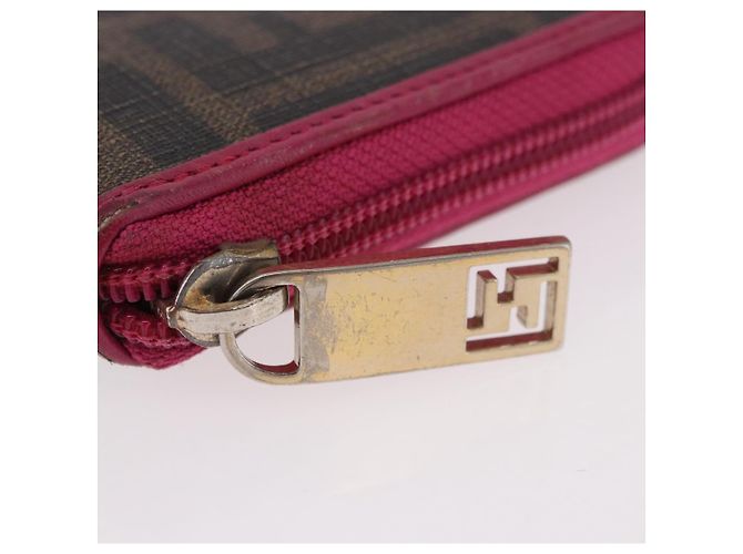 FENDI Zucca Canvas Langgeldbörse PVC Schwarz Braun Auth 184235A - Ansicht 8