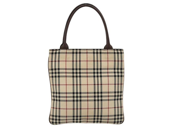Borsa a mano BURBERRY Nova Check in tela beige Auth 182988A - vista 2