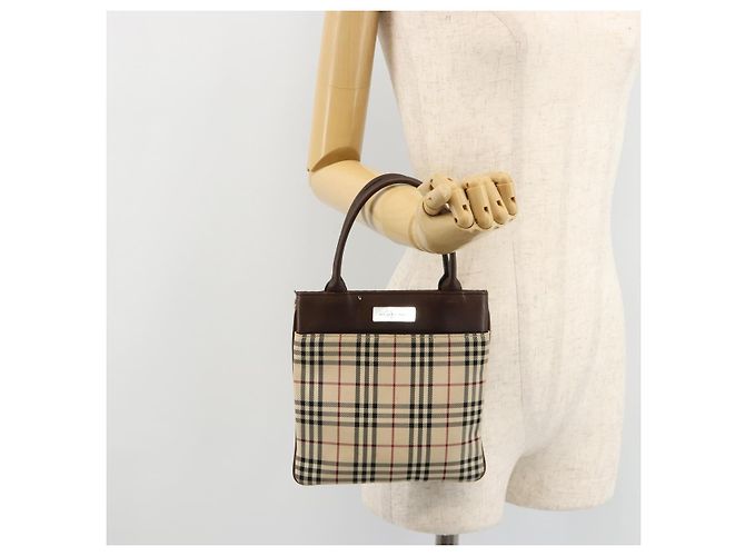 Borsa a mano BURBERRY Nova Check in tela beige Auth 182988A - vista 21