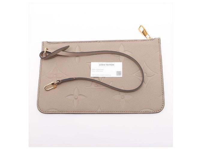 Louis Vuitton Borsa a tracolla Neverfull Leather Empreinte Shopper Turtledove Beige - vista 11