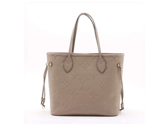 Louis Vuitton Borsa a tracolla Neverfull Leather Empreinte Shopper Turtledove Beige - vista 2