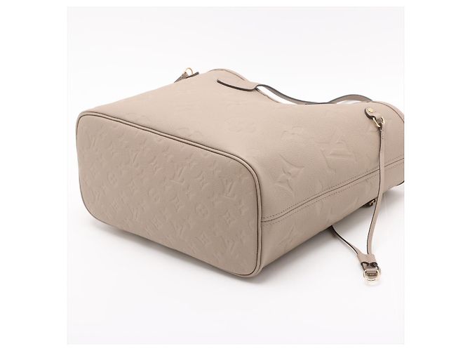 Louis Vuitton Borsa a tracolla Neverfull Leather Empreinte Shopper Turtledove Beige - vista 3