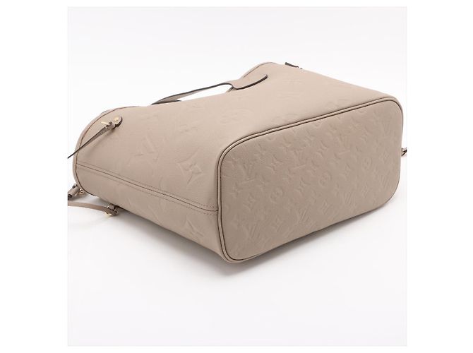 Louis Vuitton Borsa a tracolla Neverfull Leather Empreinte Shopper Turtledove Beige - vista 4