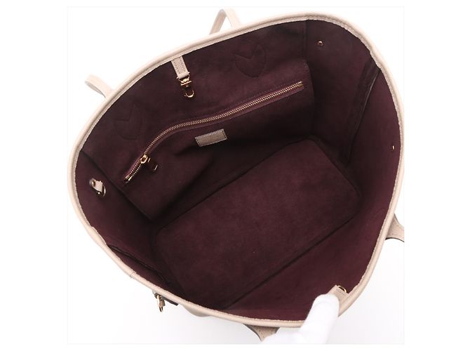 Louis Vuitton Borsa a tracolla Neverfull Leather Empreinte Shopper Turtledove Beige - vista 7
