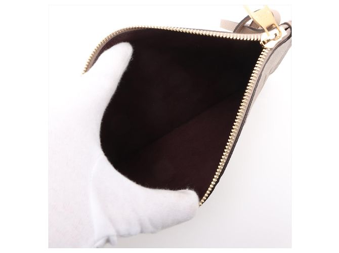 Louis Vuitton Borsa a tracolla Neverfull Leather Empreinte Shopper Turtledove Beige - vista 9
