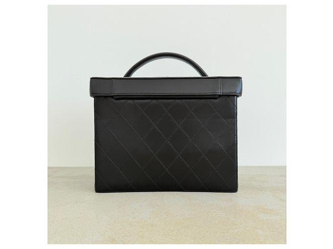 Chanel Vintage Vanity Case aus gestepptem Leder Schwarz - Ansicht 6