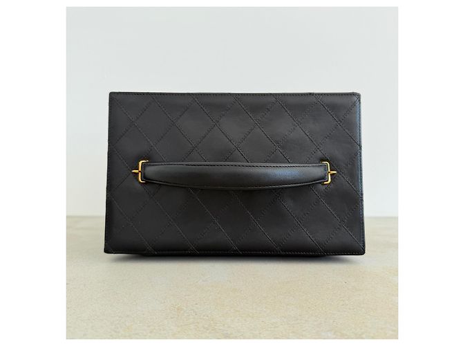 Chanel Vintage Vanity Case aus gestepptem Leder Schwarz - Ansicht 7