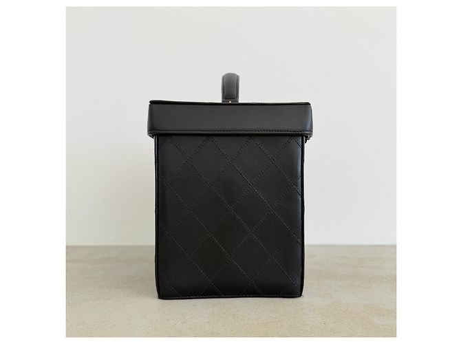 Chanel Vintage Vanity Case aus gestepptem Leder Schwarz - Ansicht 8