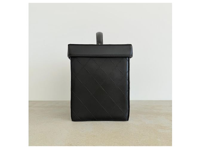 Chanel Vintage Vanity Case aus gestepptem Leder Schwarz - Ansicht 9