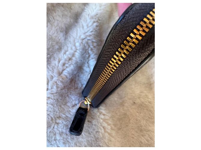 Roberto Cavalli Cartera de cuero negro con relieve de cocodrilo - vista 11