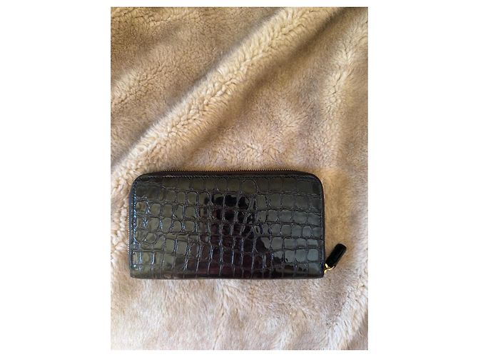 Roberto Cavalli Cartera de cuero negro con relieve de cocodrilo - vista 4