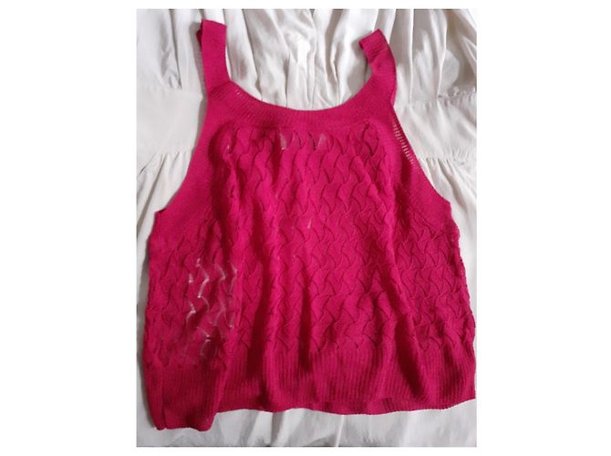 Berenice Top de punto lurex calado fucsia Rosa - vista 2