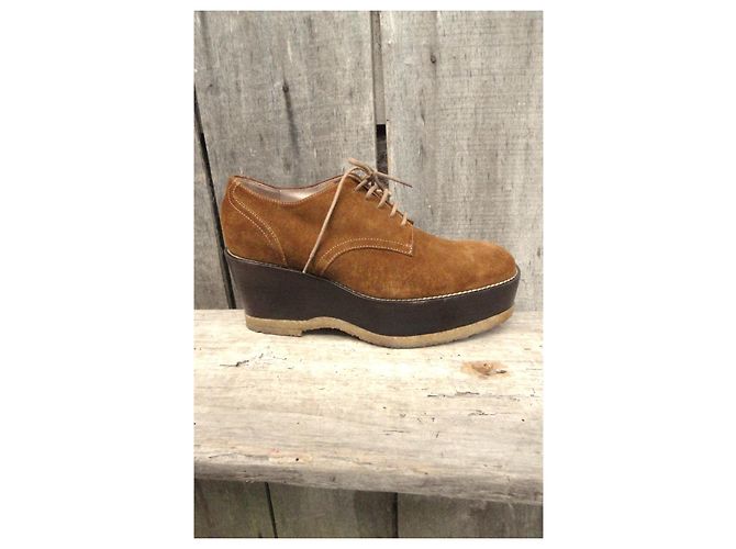 Derby con platform Dries Van Noten in scamosciato marrone - vista 11