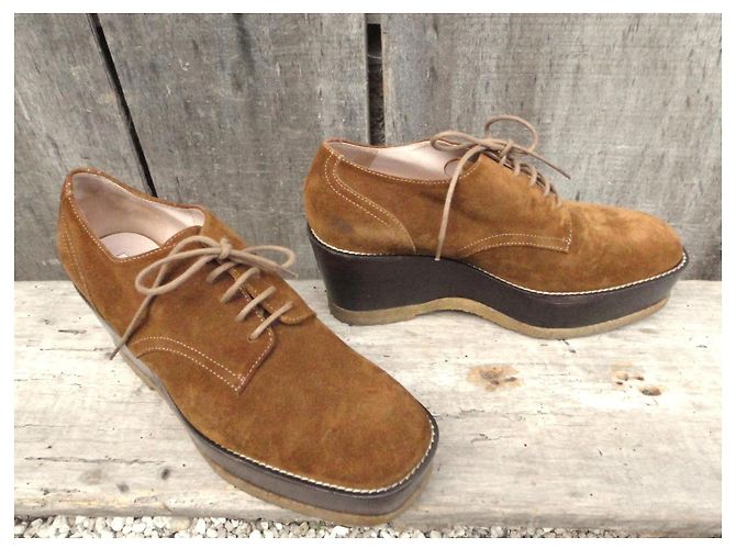 Derby con platform Dries Van Noten in scamosciato marrone - vista 2