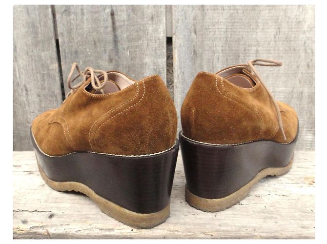 Derby con platform Dries Van Noten in scamosciato marrone - vista 5