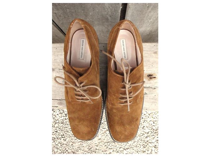 Derby con platform Dries Van Noten in scamosciato marrone - vista 7