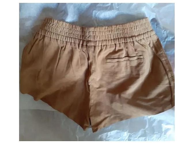 Maje Shorts de couro camel Camelo - vista 2