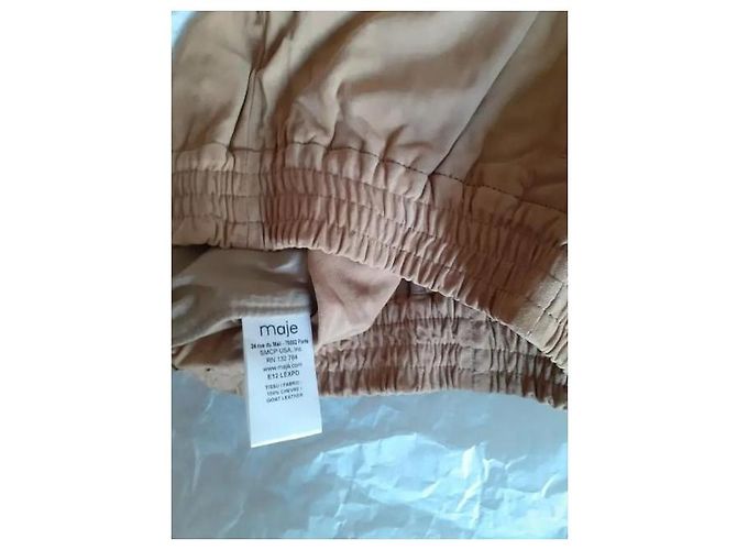 Maje Shorts de couro camel Camelo - vista 5