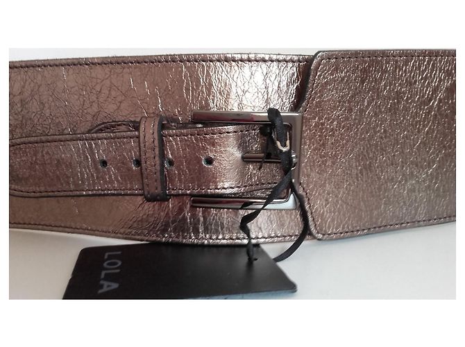 Apc A.P.C. breiter Gürtel aus Metallic-Leder Bronze - Ansicht 2