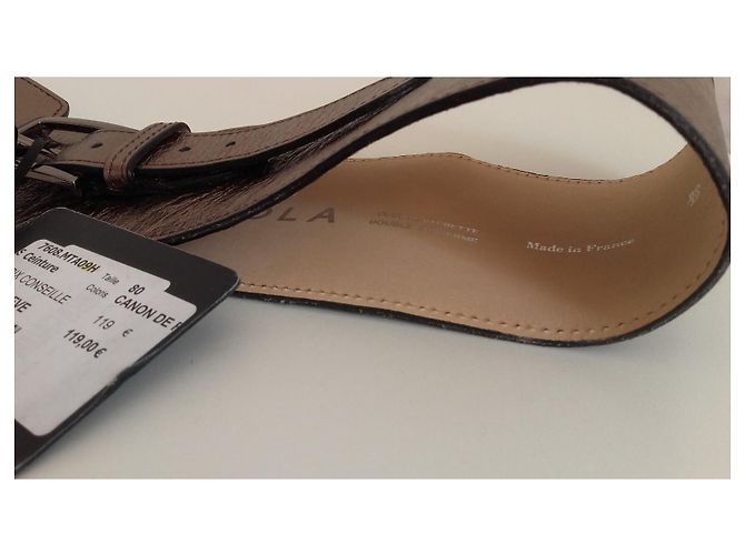 Apc A.P.C. breiter Gürtel aus Metallic-Leder Bronze - Ansicht 4