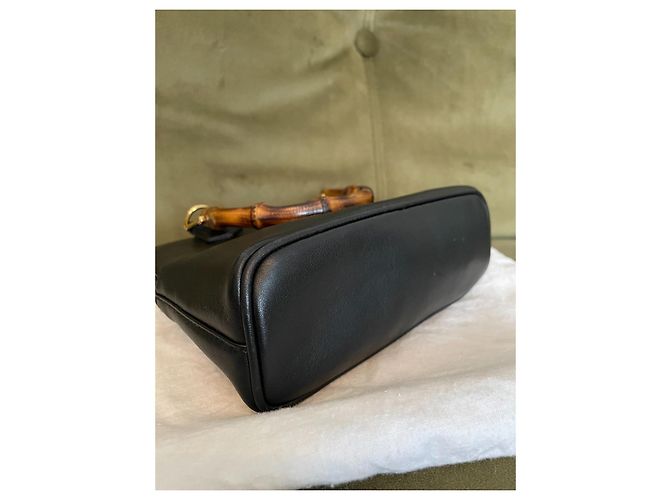 Borsa Gucci Bamboo in pelle nera Nero - vista 3