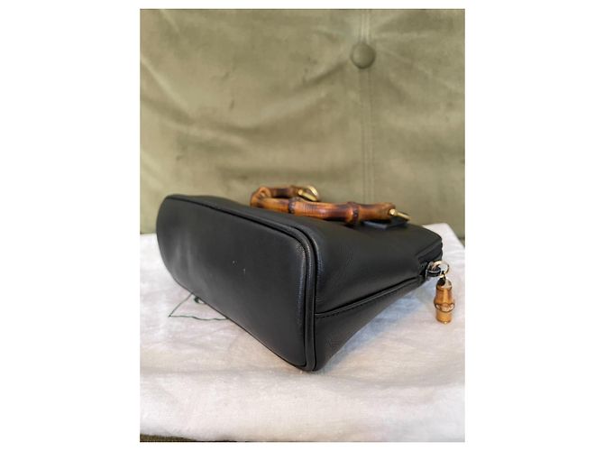 Borsa Gucci Bamboo in pelle nera Nero - vista 4