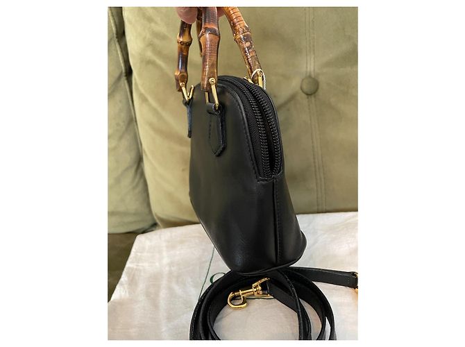 Borsa Gucci Bamboo in pelle nera Nero - vista 6