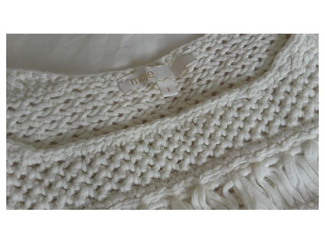 Maje Top de punto blanco con flecos Blanco roto - vista 2