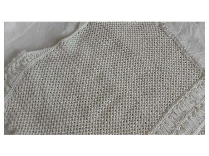 Maje Top de punto blanco con flecos Blanco roto - vista 3