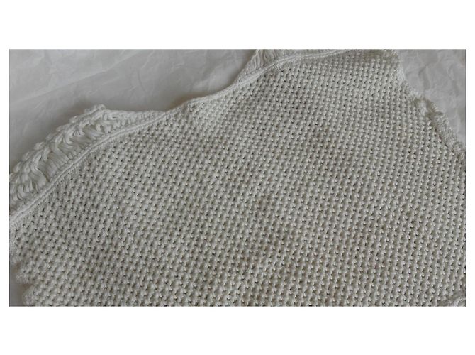 Maje Top de punto blanco con flecos Blanco roto - vista 4