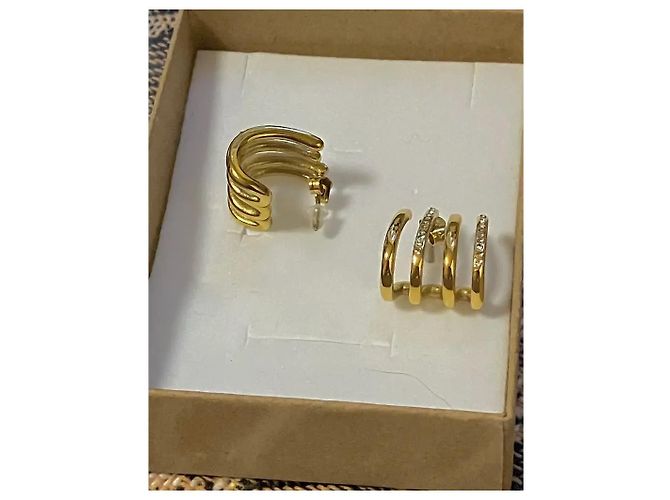 Autre Marque Orecchini multi-fascia dorati con cristalli D'oro - vista 2