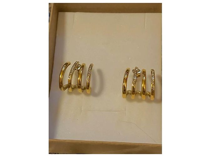 Autre Marque Orecchini multi-fascia dorati con cristalli D'oro - vista 4