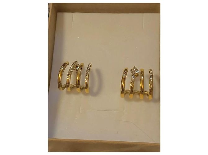 Autre Marque Orecchini multi-fascia dorati con cristalli D'oro - vista 5
