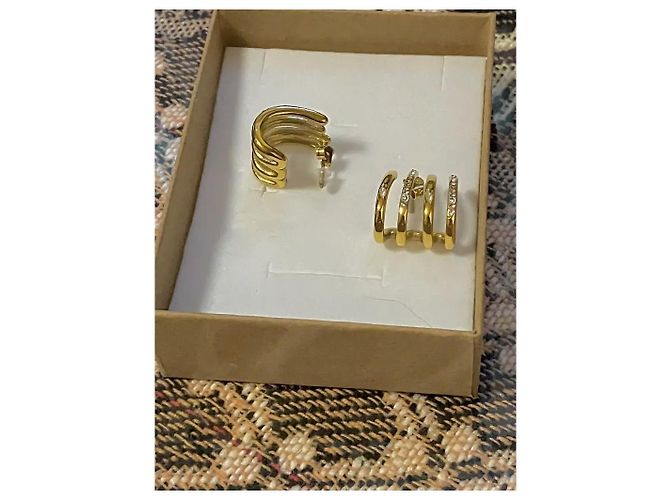Autre Marque Orecchini multi-fascia dorati con cristalli D'oro - vista 7