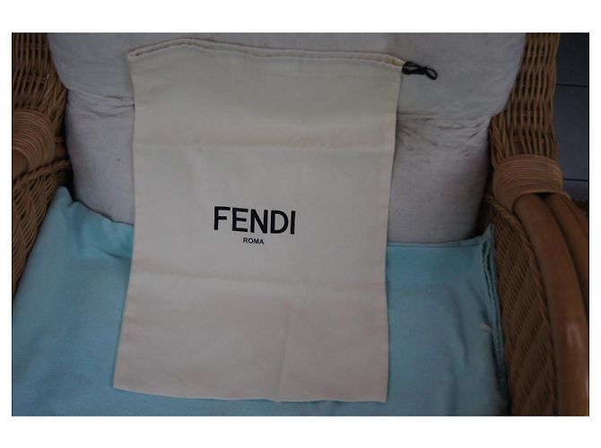 Sacca portaoggetti Fendi Roma in cotone ecru Crudo - vista 3