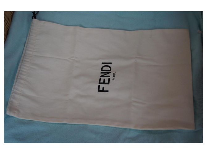 Sacca portaoggetti Fendi Roma in cotone ecru Crudo - vista 5