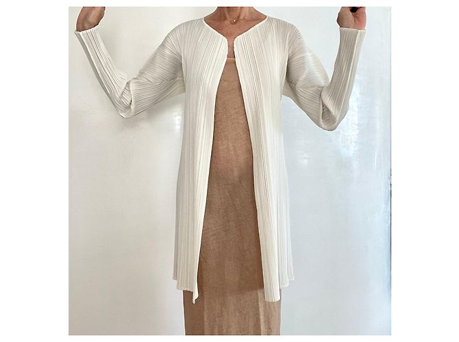 Issey Miyake Pleats Please Mid-Length Cardigan Off-White Größe 4 - Ansicht 12