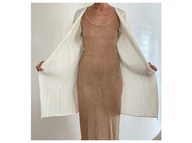 Issey Miyake Pleats Please Mid-Length Cardigan Off-White Größe 4 - Ansicht 15