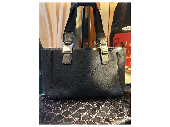 Ophidia Borsa Tote Gucci GG Canvas Nero - vista 12