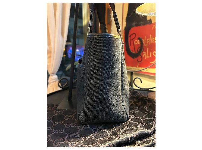 Ophidia Borsa Tote Gucci GG Canvas Nero - vista 13