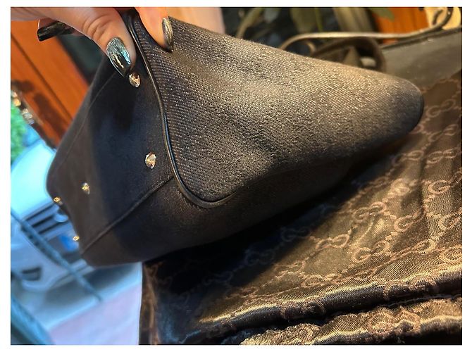 Ophidia Borsa Tote Gucci GG Canvas Nero - vista 7